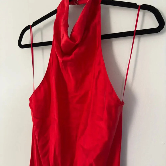 Amanda Uprichard Marla Red Halter Slip Dress Size L Cocktail Maxi Revolve - Picture 10 of 10